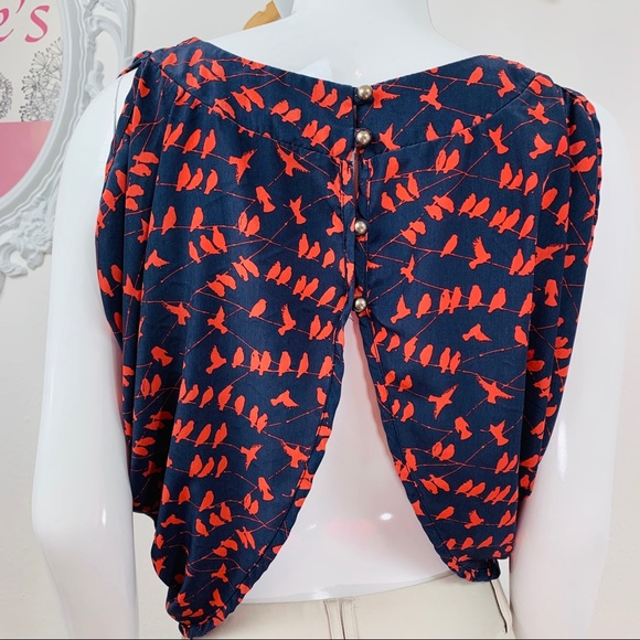 dELiA*s Tops - Delia’s / Navy Blue , Pink Birds on a Wire